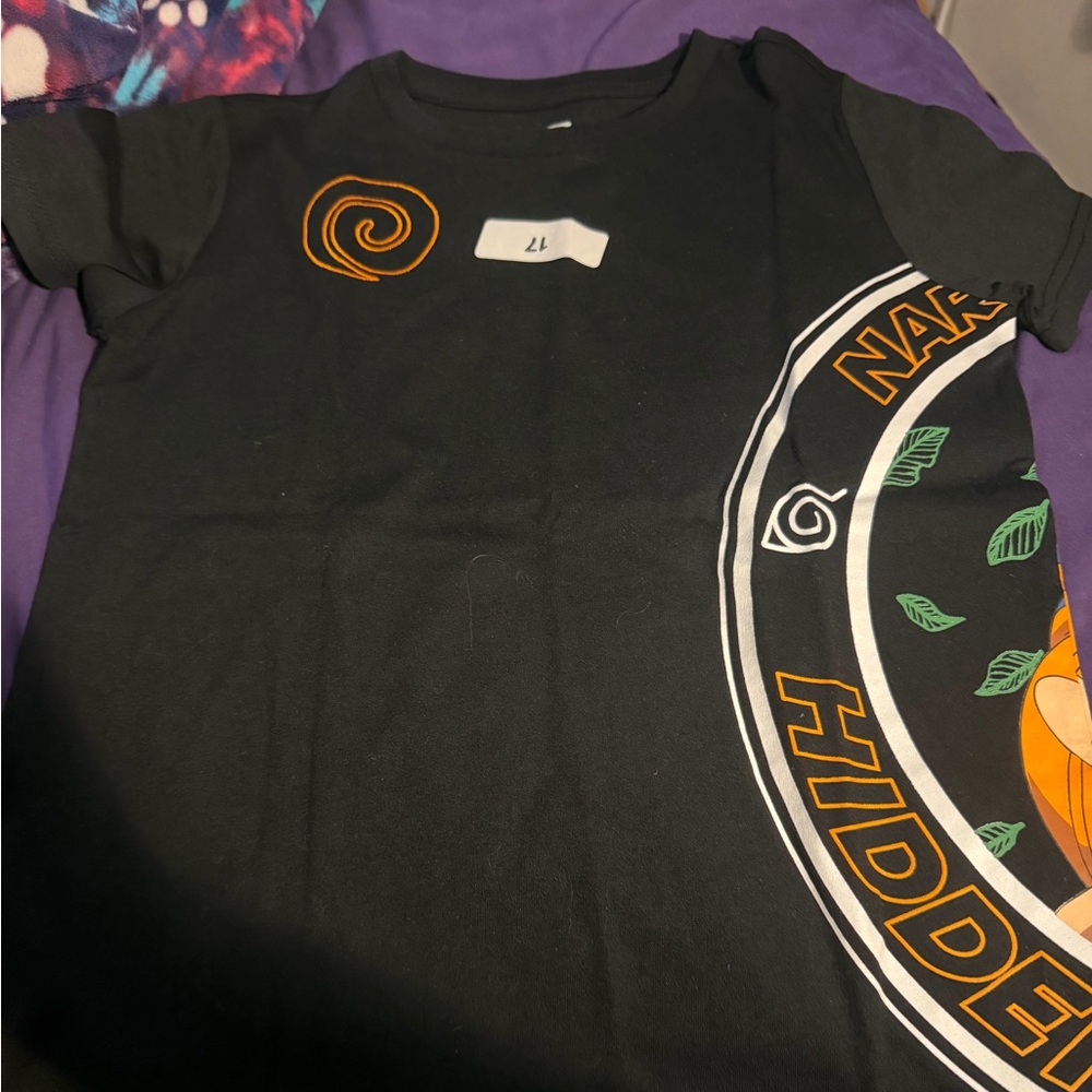 Kids Naruto Black Tee with Orange Graphic